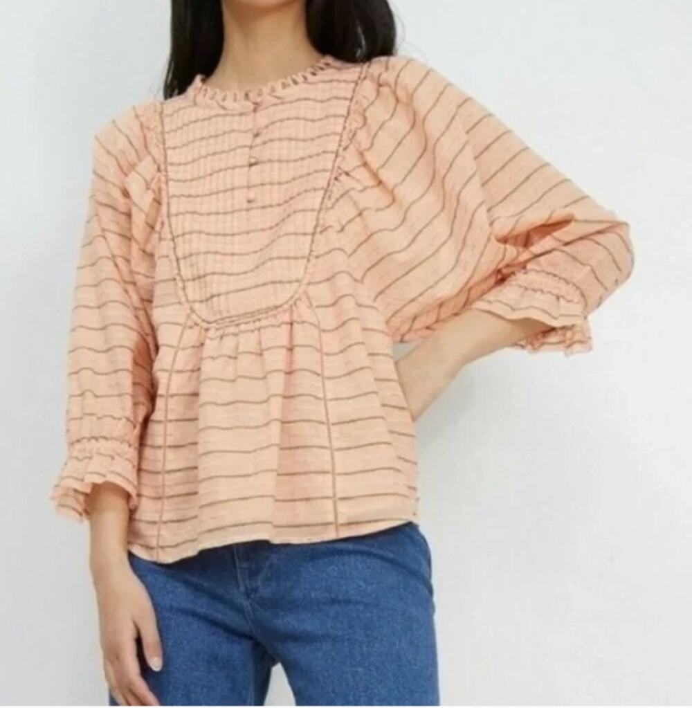 Apiece Apart Cala Bib Blouse Top Blouse Orange Womens Size 2 XS